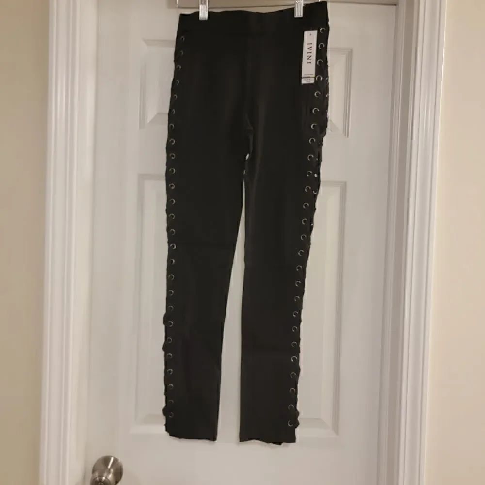 IVINI 🖤🤍🖤🤍 side tie stretch pants black size medium NWT